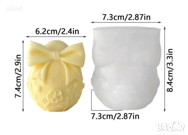 3d Яйце с пандела Силиконов молд форма фондан шоколад гипс свещ смола декор