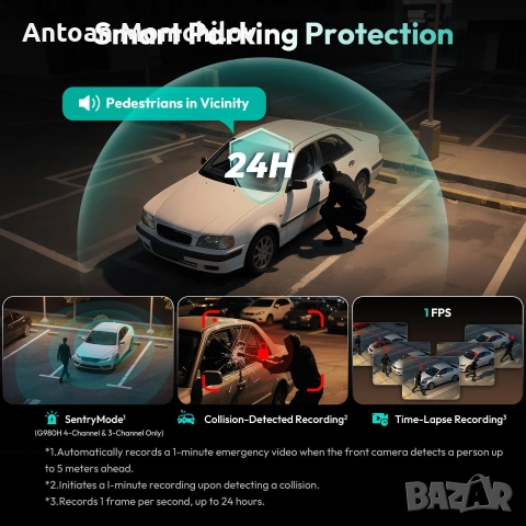 Видеорегистратор BOTSLAB G980H Pro 4K+2K GPS, снимка 6 - Аксесоари и консумативи - 55072577