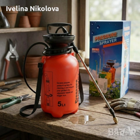 Ръчна градинска пръскачка 5L с метален удължител от неръждаема стомана и регулируема дюза, снимка 6 - Градинска техника - 54552558