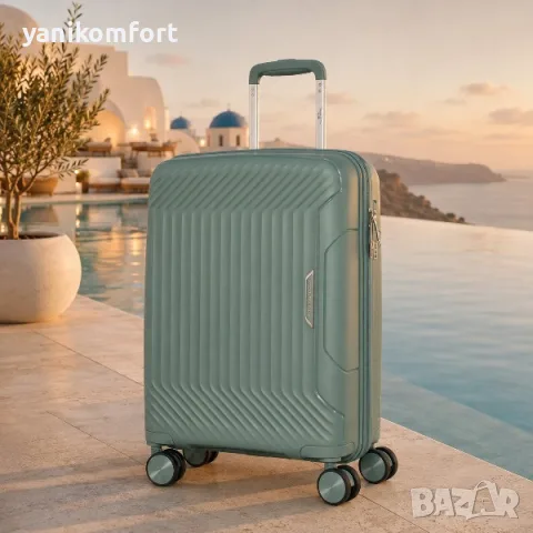 Куфар за ръчен багаж 55x40x23 PP 88001 – твърд куфар с 4 колела и TSA заключване , снимка 5 - Куфари - 55624480
