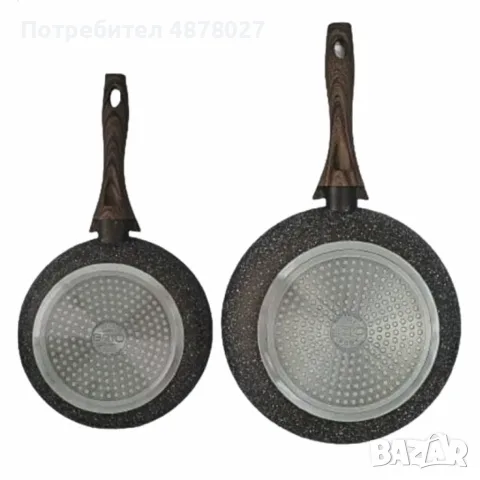 Комплект тигани 9Tnine-4419, 22/26см, Мраморно покритие, Кован алуминий, снимка 2 - Съдове за готвене - 55698439