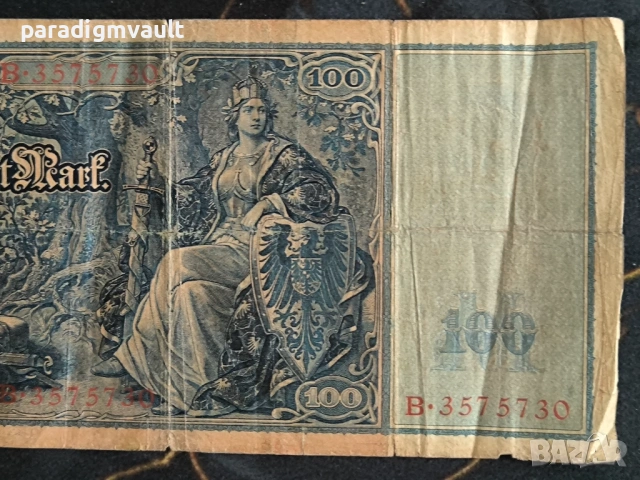 Райх банкнота - Германия - 100 марки | 1910г., снимка 6 - Нумизматика и бонистика - 54314754