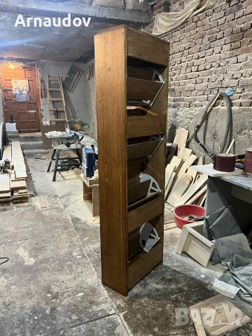 ❗Топ оферта ❗Шкаф за обувки с четири падащи врати от масив/чам цвят орех, снимка 5 - Шкафове - 54516657
