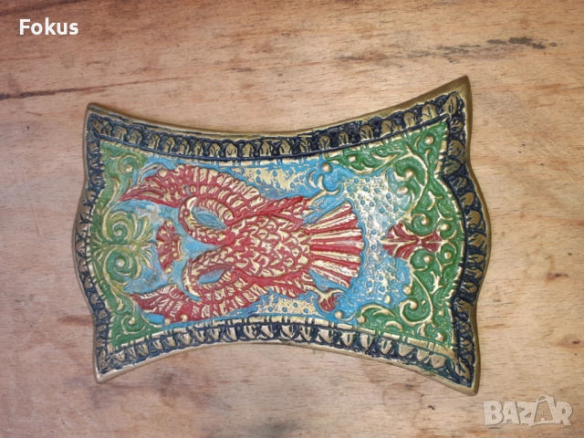 Стара отливка масивен бронз с емайл двуглав орел, снимка 5 - Антикварни и старинни предмети - 54238817