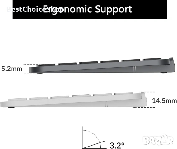 Keychron B1 Pro ултратънка безжична Bluetooth/2.4 G/кабелна, лека с 1200 часа живот на батерията, снимка 8 - Клавиатури и мишки - 55069692