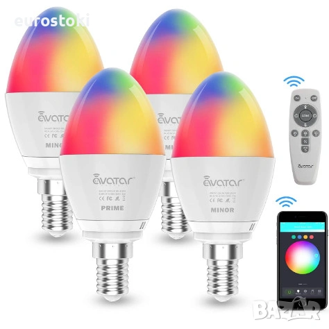 Интелигентни LED крушки Avatar E14, комплект 4 броя + дистанционно управление