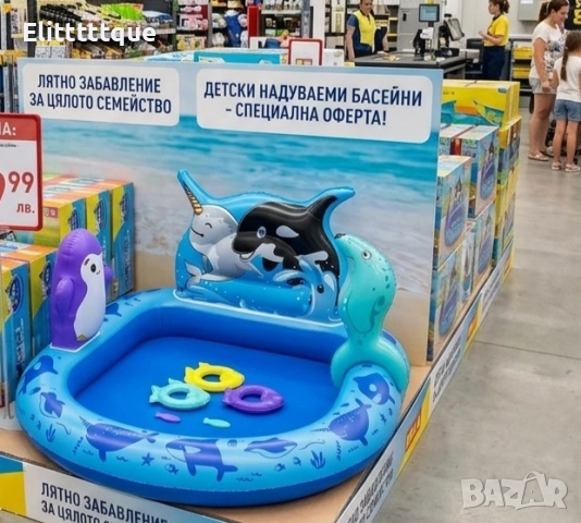 Надуваем детски басейн с морски животни 134 x 131 x 73 см