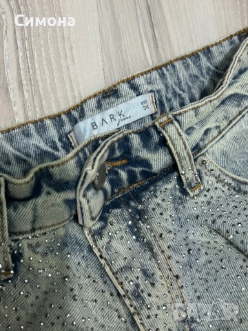 Къси деним дънки с камъни , снимка 2 - Дънки - 54732714