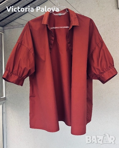 Ултра модерна овърсайз риза/блуза COS теракот, снимка 2 - Ризи - 54479822