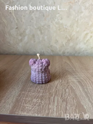 2.5 евро нова уникална свещ мече направена от миниатюрни рози в лилав цвят 💜, снимка 4 - Други стоки за дома - 55417667