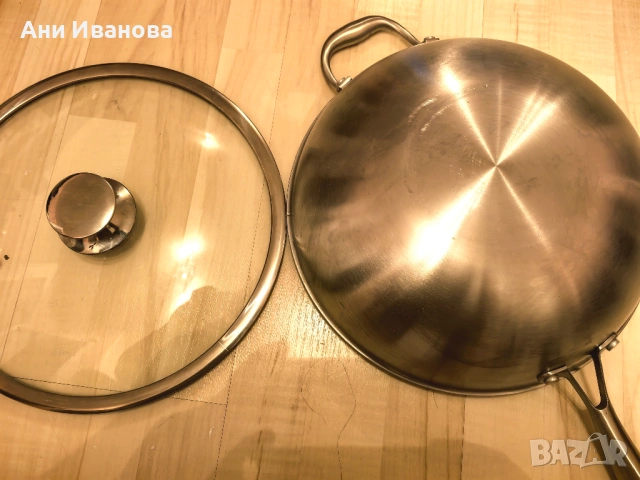 Тиган уок, неръждаема стомана, 30.5 см диаметър, снимка 2 - Съдове за готвене - 54273741