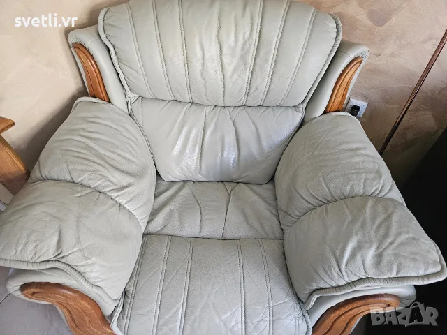голям кожен фотьойл, снимка 3 - Дивани и мека мебел - 55509227