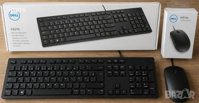 Dell KB216 + Dell MS116 – НОВИ, оригинално запечатани, USB клавиатура и мишка
