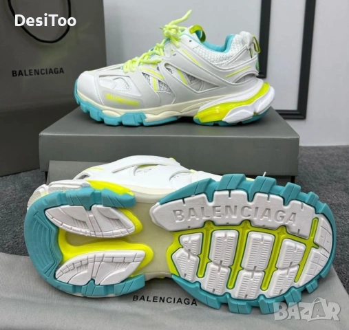 Balenciaga Track Sneaker "White/Neon Yellow/Light Blue" , снимка 2 - Маратонки - 54348717