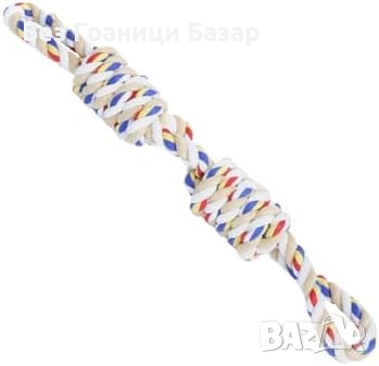 Нова здрава въжена Играчка за куче памучно въже 42 см, двойни възли, за дърпане и дъвчене, снимка 3 - За кучета - 55170128