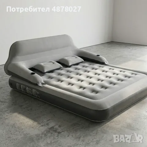 Надуваемо легло Queen Size с облегалка и възглавници – Луксозен комфорт за дом, къмпинг и гости, снимка 5 - Надуваеми легла - 55532576