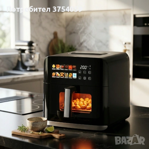 Еърфрайър Oliver Voltz OV51980CF, 1800W, 8 литра, Двоен нагревател, 12 Програми, LED дисплей и прозо, снимка 2 - Уреди за готвене на пара - 55160417