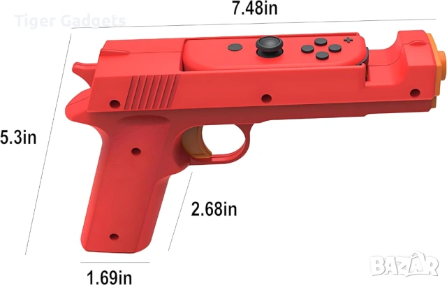 DOBE Пистолет за Nintendo Switch и Switch OLED контролери – Комплект 2 броя (Син + Червен), снимка 6 - Аксесоари - 54931626
