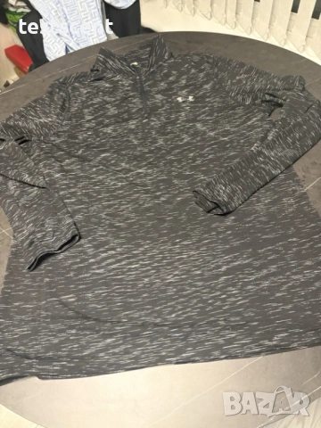 Оригинална мъжка спортна блуза с цип Under Armour 3/4 Zip Long Sleeve HeatGear Top – XL black motiff, снимка 3 - Спортни дрехи, екипи - 54003161