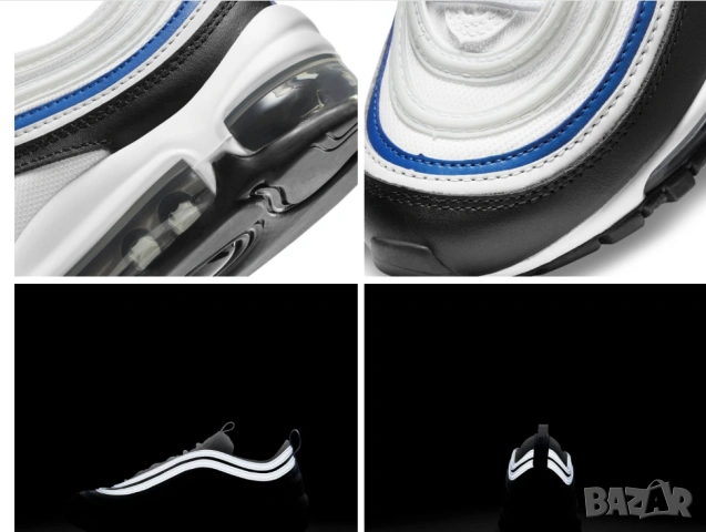 Nike Air Max 97 White Black Royal Blue номер 40 оригинални маратонки , снимка 6 - Маратонки - 54949205