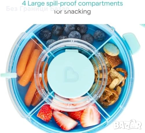 Нов Детски контейнер за закуски Munchkin Snack Wheel 5 отделения за 24m+ дете, снимка 3 - Други - 54652612
