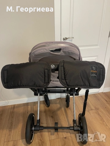 Cybex Priam 3 Platinum Taupe 3 в 1 с черно шаси + кош, дъждобран и подаръци, снимка 9 - Детски колички - 54313550