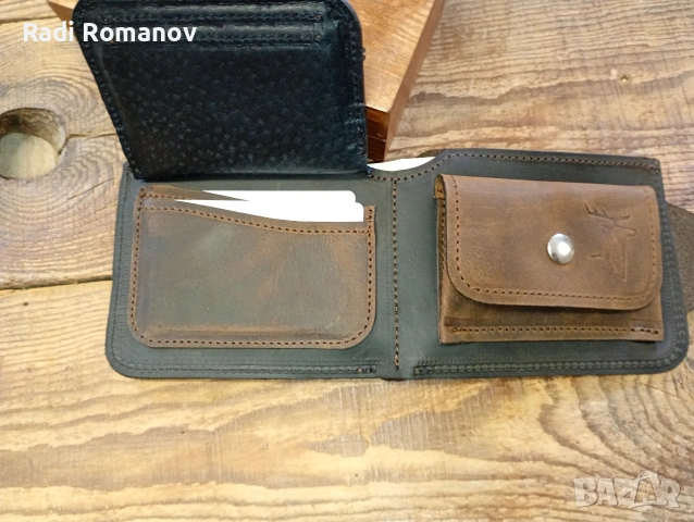 Ръчно изработен мъжки кожен портфейл , снимка 7 - Портфейли, портмонета - 54282627