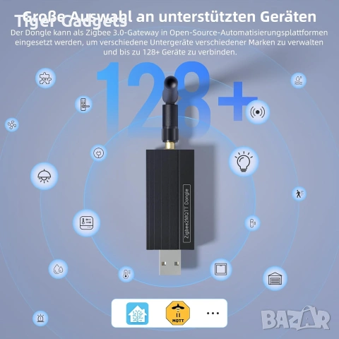 AVATTO Zigbee 3.0 USB Dongle Plus – Универсален Zigbee координатор TI CC2652P за Home Assistant и Zi, снимка 5 - Друга електроника - 54971079
