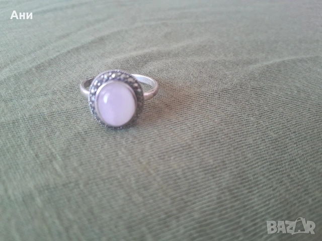 Сребърен пръстен с Розов кварц, снимка 2 - Пръстени - 54320822