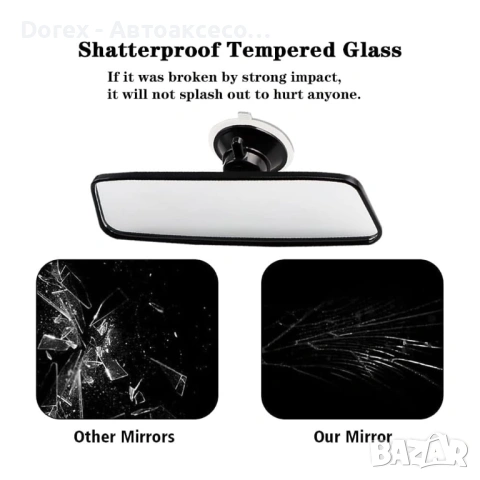 Интериорно огледало за обратно виждане с вакуум - 24 x 6 см, снимка 5 - Аксесоари и консумативи - 54065966