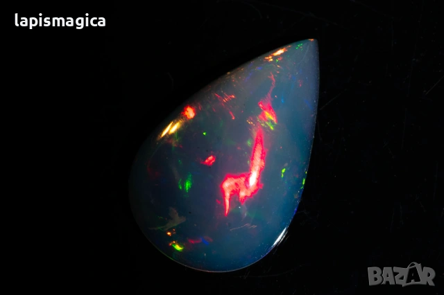 Прозрачен Естествен етиопски опал 2.90ct капка кабошон, снимка 6 - Други - 54371107