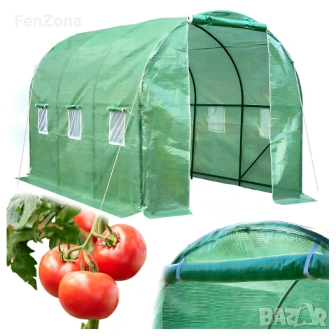 Покривало за оранжерия 3x2x2м – 2 врати ,Армирано UV , с цип и 6 прозорци (без рамка), снимка 5 - Оранжерии - 54051321