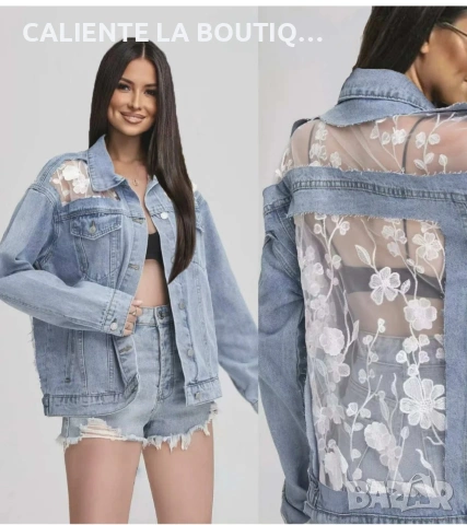 Яке деним с дантела 