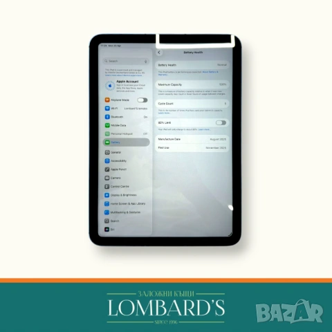 Ipad IPAD 11 ( A16) 128 GB 100%, N: 535059ⓕ