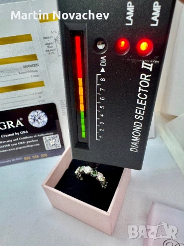 Сребърен пръстен с мойсанит (Диамант) 7 карата, снимка 12 - Пръстени - 54343685