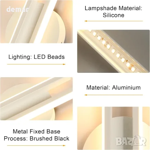 LED модерна стенна лампа 24W 2700LM, 60 см, топла светлина 3000K, снимка 7 - Лампи за стена - 55525893