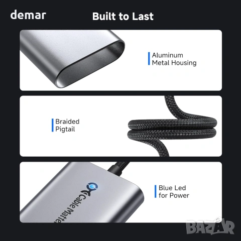 Cable Matters USB C към 5GbE Ethernet адаптер със 140W PD зареждане, USB4 и Thunderbolt 5/4/3, снимка 5 - Кабели и адаптери - 54108595