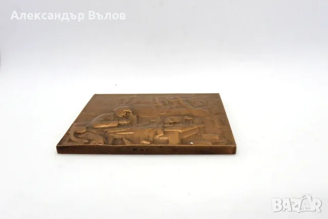 Винтидж Бронзов Плакет Етиен-Жюл Маре хронофотография физиология Париж 1977, снимка 3 - Други ценни предмети - 55544094