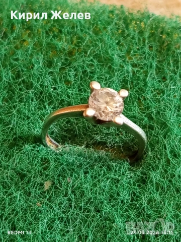 Изящен тип годежен сребърен пръстен фасетиран кристал SWAROVSKI 53320, снимка 2 - Пръстени - 54013831