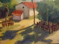 Авторска картина "Селски пейзаж" масло платно 1980 г, снимка 4