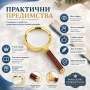 Голяма стъклена увеличителна ръчна лупа 10X увеличение с дръжка за четене на книги професионална, снимка 2