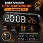 Електронен настолен LED часовник с термометър аларма постоянно светещ на ток USB за дома офиса нов, снимка 1