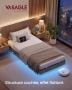 Легло 90 x 200 см с LED осветление, плаващ ефект, тапицирани страници, 2 AC контакта, 2 USB-A и 1 US, снимка 3