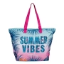 Плажна чанта тюркоаз Summer Vibes с несесер 58x22x39см_1192176, снимка 1