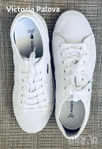 Леки бели маратонки/сникърси LACOSTE оригинал, стелка 24,5см, снимка 12 - Дамски ежедневни обувки - 55517644