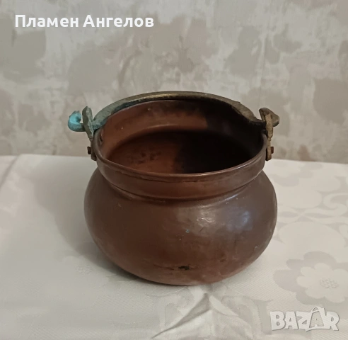 Старинно медно бакърче /менче, снимка 4 - Антикварни и старинни предмети - 54876486