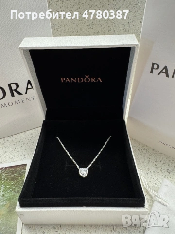 Колие Pandora с бяло сърце, снимка 3 - Колиета, медальони, синджири - 54007446