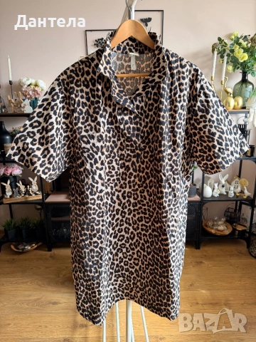 H&M Нова рокля тип риза леопардов принт, снимка 4 - Рокли - 54256493
