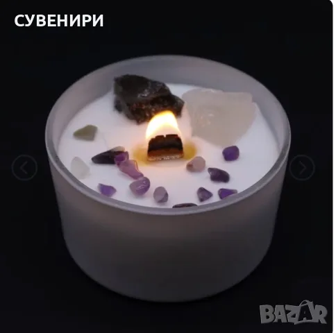 Кристална свещ за чакри - коронна чакра, снимка 2 - Свещи и свещници (декоративни) - 55637909