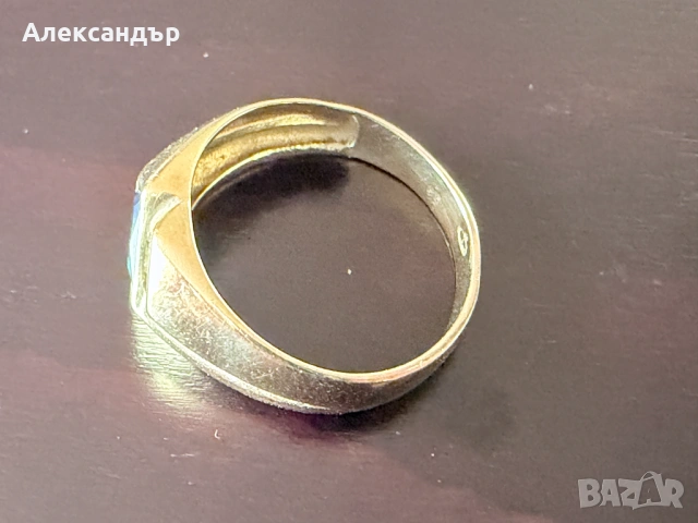 Златен пръстен с камък - 3,95 гр. 2 см. диаметър, снимка 2 - Пръстени - 54403085